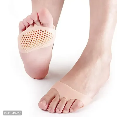 PSM100 Silicone Gel Half Toe Sleeve Anti-Skid Soft Pads for Relief heel front socks silicone Heel foot Gel Socks for Repair Dry Cracked Skin (Free Size)-thumb0