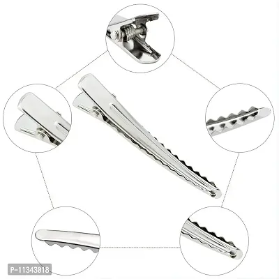 PSM100 Professional Steel Silver Section Hair Clips for Hair Styling for Salon and Parlous, Women Metallic Use - Set of 12 Pieces-thumb3