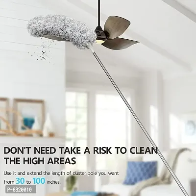 PSM100 Microfiber Feather Duster Bendable  Extendable Fan Cleaning Duster with 100 inches Expandable Pole Handle Washable Duster for High Ceiling Fans, Window Blinds, Furniture (Multi)-thumb3