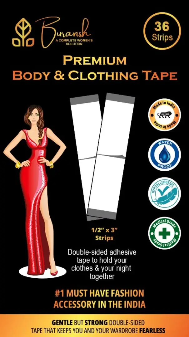 Fearless Double Sided Tape for Fashion, Clothing and Body - 36 Strips, All  Day Strength Invisible Dress Tape for women