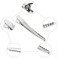 PSM100 Professional Steel Silver Section Hair Clips for Hair Styling for Salon and Parlous, Women Metallic Use - Set of 12 Pieces-thumb2