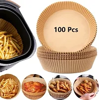PSM100 Pack of 100 Air Fryer Disposable Paper Liner Disposable air Fryer Paper Liners, Water-Proof, Oil-Proof, Food Grade Parchment for Baking Roasting Microwave.-thumb2