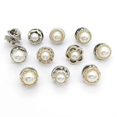 J3G 10pcs Brooch Pins for Women Cover Up Button Pins Instant Button Jeans Button Pins Women Shirt Safety Brooch Enamel Pins Modesty Pins Pearl Brooch Buttons (Brooch Button (STYLE B))