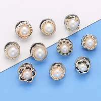 J3G 10pcs Brooch Pins for Women Cover Up Button Pins Instant Button Jeans Button Pins Women Shirt Safety Brooch Enamel Pins Modesty Pins Pearl Brooch Buttons (Brooch Button (STYLE B))-thumb1