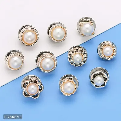 J3G 10pcs Brooch Pins for Women Cover Up Button Pins Instant Button Jeans Button Pins Women Shirt Safety Brooch Enamel Pins Modesty Pins Pearl Brooch Buttons (Brooch Button (STYLE B))-thumb2