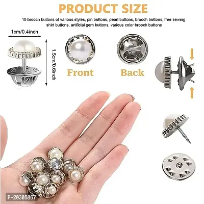 J3G 10pcs Brooch Pins for Women Cover Up Button Pins Instant Button Jeans Button Pins Women Shirt Safety Brooch Enamel Pins Modesty Pins Pearl Brooch Buttons (Brooch Button (STYLE E))-thumb2
