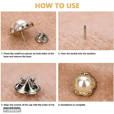J3G 10pcs Brooch Pins for Women Cover Up Button Pins Instant Button Jeans Button Pins Women Shirt Safety Brooch Enamel Pins Modesty Pins Pearl Brooch Buttons (Brooch Button (STYLE E))-thumb3