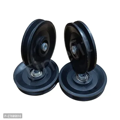 Gym Machine Pulley with Inbuilt Bush and Bearing 4 inch in Black Colour Set of 4 Pieces