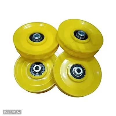 Gym Machine Pulley with Inbuilt Bush and Bearing 4 inch in Yellow Colour Set of 4 Pieces