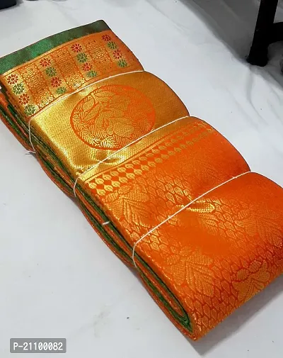 Elegant Orange Cotton Saree without Blouse piece For Women