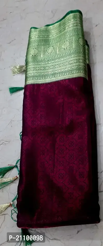 Elegant Purple Cotton Saree without Blouse piece For Women-thumb0