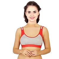 DIGITAL SHOPEE Women Cotton Blend Stretchable Non-Padded Wire Free Light Weight Seamless Sports/Gym Bra- Pack of 3, Multicolor-thumb2