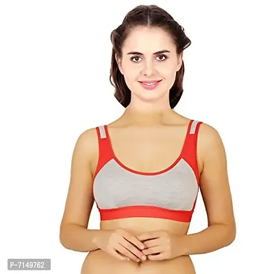 DIGITAL SHOPEE Women Cotton Blend Stretchable Non-Padded Wire Free Light Weight Seamless Sports/Gym Bra- Pack of 3, Multicolor-thumb3