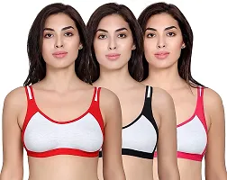 Vibrant Fashion Women's Cotton Non Padded Daily Workout Sports Gym Bra Combo (Multicolored) -(Pack of 3) (38, Multicolored)-thumb4