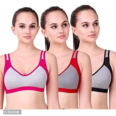 Women's Cotton Non-Padded Wire Free Full-Coverage Bra-Pack of 3(Multicolour_32_315)