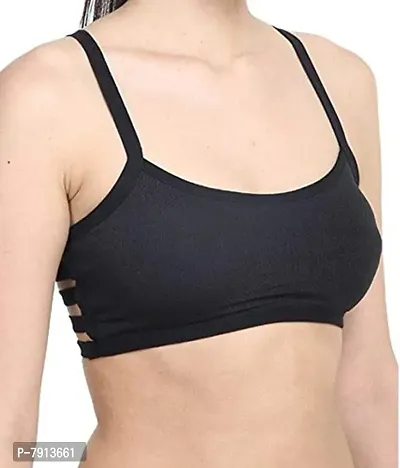 DIGITAL SHOPEE Women's Padded Cotton Sports 6 Strap Bralette with Removable Pad (Skin, White, Black, 30-36, Free Size) -Combo Pack of 3-thumb4