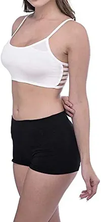 DIGITAL SHOPEE Women's Padded Cotton Sports 6 Strap Bralette with Removable Pad (Skin, White, Black, 30-36, Free Size) -Combo Pack of 3-thumb4