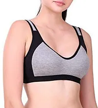 DIGITAL SHOPEE Women Cotton Blend Stretchable Non-Padded Wire Free Light Weight Seamless Sports/Gym Bra- Pack of 3, Multicolor-thumb4