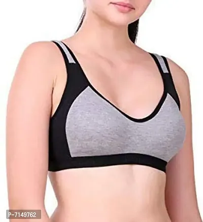 DIGITAL SHOPEE Women Cotton Blend Stretchable Non-Padded Wire Free Light Weight Seamless Sports/Gym Bra- Pack of 3, Multicolor-thumb5