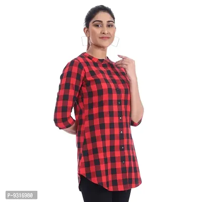 Red Cotton Three Quarter Sleeves Desiner top/tunic-RI1432-thumb5