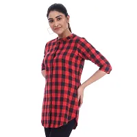 Red Cotton Three Quarter Sleeves Desiner top/tunic-RI1432-thumb3