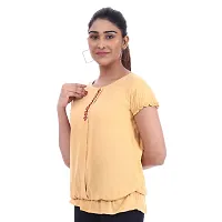 Beige Rayon Short Sleeves Desiner top/Tunic-thumb4