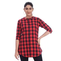 Red Cotton Three Quarter Sleeves Desiner top/tunic-RI1432-thumb2