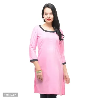 Lingra Women's Cotton Silk Pink Kurti