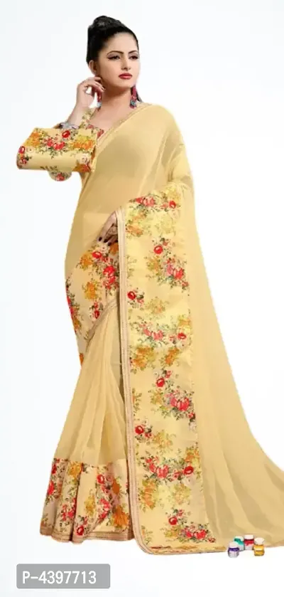 Stylish Georgette Digital Printed Saree With Blouse Piece-thumb0