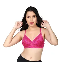 SSS Women's Non Paded Full Cup Wire Free Bralette Bra with multicoulor (38, Rose)-thumb1