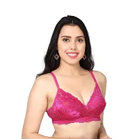 SSS Women's Non Paded Full Cup Wire Free Bralette Bra with multicoulor (38, Rose)-thumb2