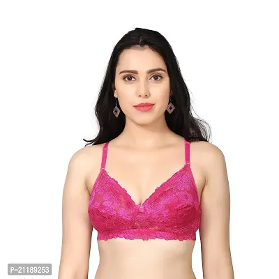 SSS Women's Non Paded Full Cup Wire Free Bralette Bra with multicoulor (38, Rose)-thumb0
