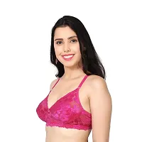 SSS Women's Non Paded Full Cup Wire Free Bralette Bra with multicoulor (38, Rose)-thumb3