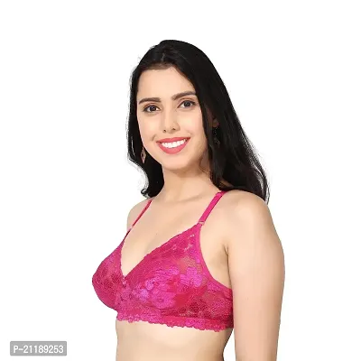 SSS Women's Non Paded Full Cup Wire Free Bralette Bra with multicoulor (38, Rose)-thumb4