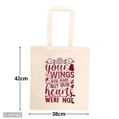 STARS REWIN Canvas Tote Bag for Women | Printed Multipurpose Cotton Bags | Cute Hand Bag for Girls (Your Wings Were Ready But Our Hearts Were Not)-thumb2