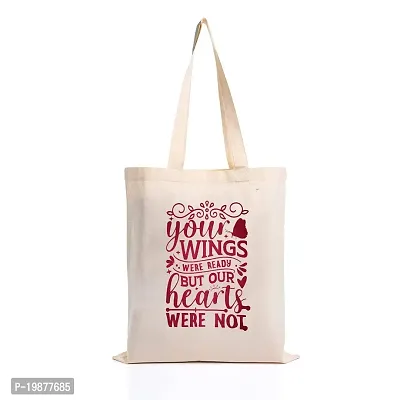 STARS REWIN Canvas Tote Bag for Women | Printed Multipurpose Cotton Bags | Cute Hand Bag for Girls (Your Wings Were Ready But Our Hearts Were Not)-thumb0
