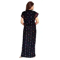 STARS REWIN Trendy Women's Cotton Maternity Regular Nighty/Nightwear/Nighties,Gown,Maxi,InnerSleepwear Comfort Stylish Design Nightdress Patta  Dot Flower (Brown-Blue) L-thumb2