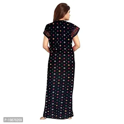 STARS REWIN Trendy Women's Cotton Maternity Regular Nighty/Nightwear/Nighties,Gown,Maxi,InnerSleepwear Comfort Stylish Design Nightdress Patta  Dot Flower (Brown-Blue) L-thumb3