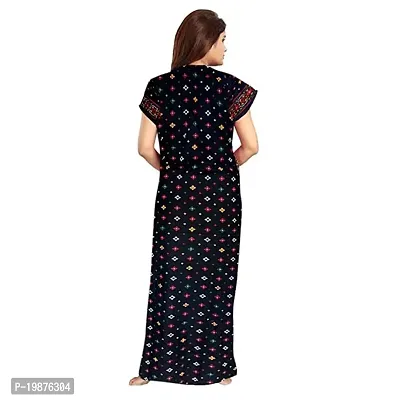 STARS REWIN Trendy Women's Cotton Maternity Regular Nighty/Nightwear/Nighties,Gown,Maxi,InnerSleepwear Comfort Stylish Design Nightdress Patta  Dot Flower (Brown-Blue) M-thumb3