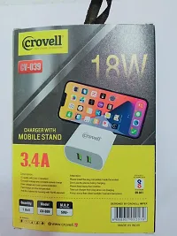 CROVELL 18W CHARGER WITH TYPE C CABLE,DUAL USB,CHARGER WITH STAND,3.4A CHARGER-thumb1