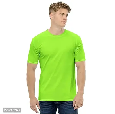 Stylish Green Cotton Solid Round Neck Tees For Men