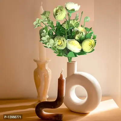 SmileBox Artificial Rose Silk Flowers Bouquet (Green, 8 Roses,2 Buds and Small Flowers)-thumb5