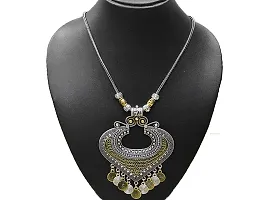 AyA Fashion Silver Oxidised German Silver and Gold Necklace for Women-thumb1