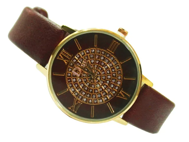Disu Analogue Dial Stainless Steel Watch with Leather Belt | for Women and Girls