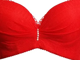 AyA Fashion Underwired Padded Cotton Lace Net Bra with Thick Strap (BA00017_Red_30B)-thumb1