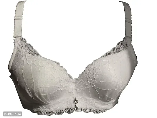 AyA Fashion Underwired Padded Cotton Lace Net Bra with Thick Strap