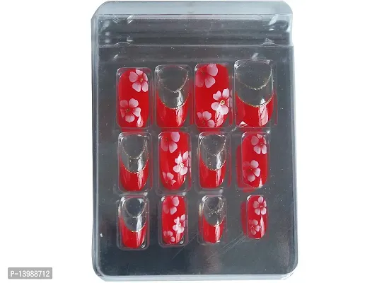 24pcs Pre-Designed Diamante Pink Red Black False Nail Art Tips Press On  Nails | eBay