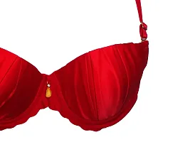 AyA Fashion Women's Poly Cotton Thick Padded Wired Lace Bra (BA0047-75_Red_30B)-thumb2