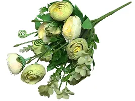 SmileBox Artificial Rose Silk Flowers Bouquet (Green, 8 Roses,2 Buds and Small Flowers)-thumb2
