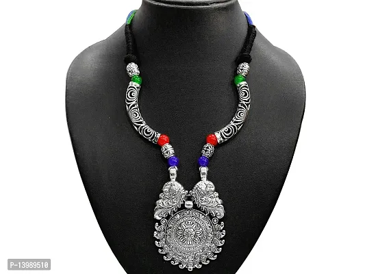 AyA Fashion Multicolor Oxidised German Silver Necklace for Women-thumb3
